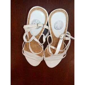 DL Natasha White Cork Wedge Heels sz 7.5